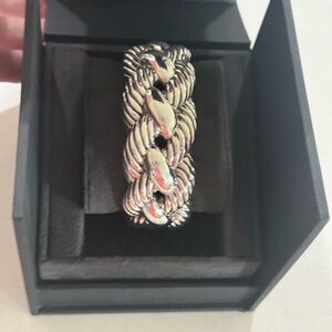 Mint Condition!! David Yurman 925 Silver 25mm Wide Cable Braided Cuff Bracelet